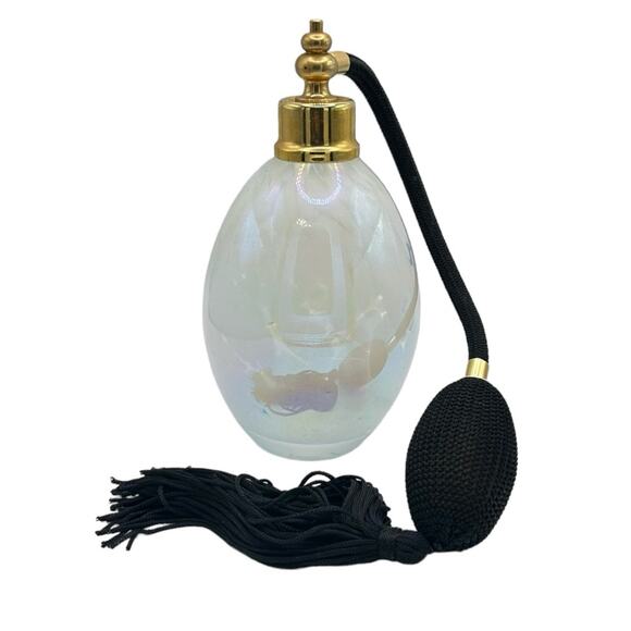 Vintage Blown Glass Swirl Perfume Bottle Atomizer - Picture 1 of 10